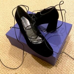 STUART WEITZMAN velvet tie up heels